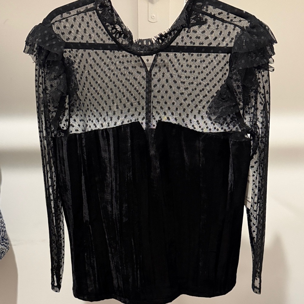 Melrose and Market Black Sheer Lace Blouse